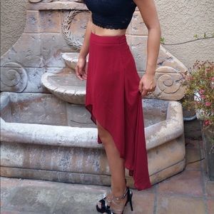 Forever 21 deep red silk skirt